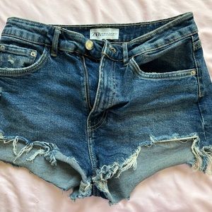 Zara Mid-High Waisted Jean Shorts